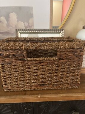 Woven Seagrass Storage file Basket - Brown